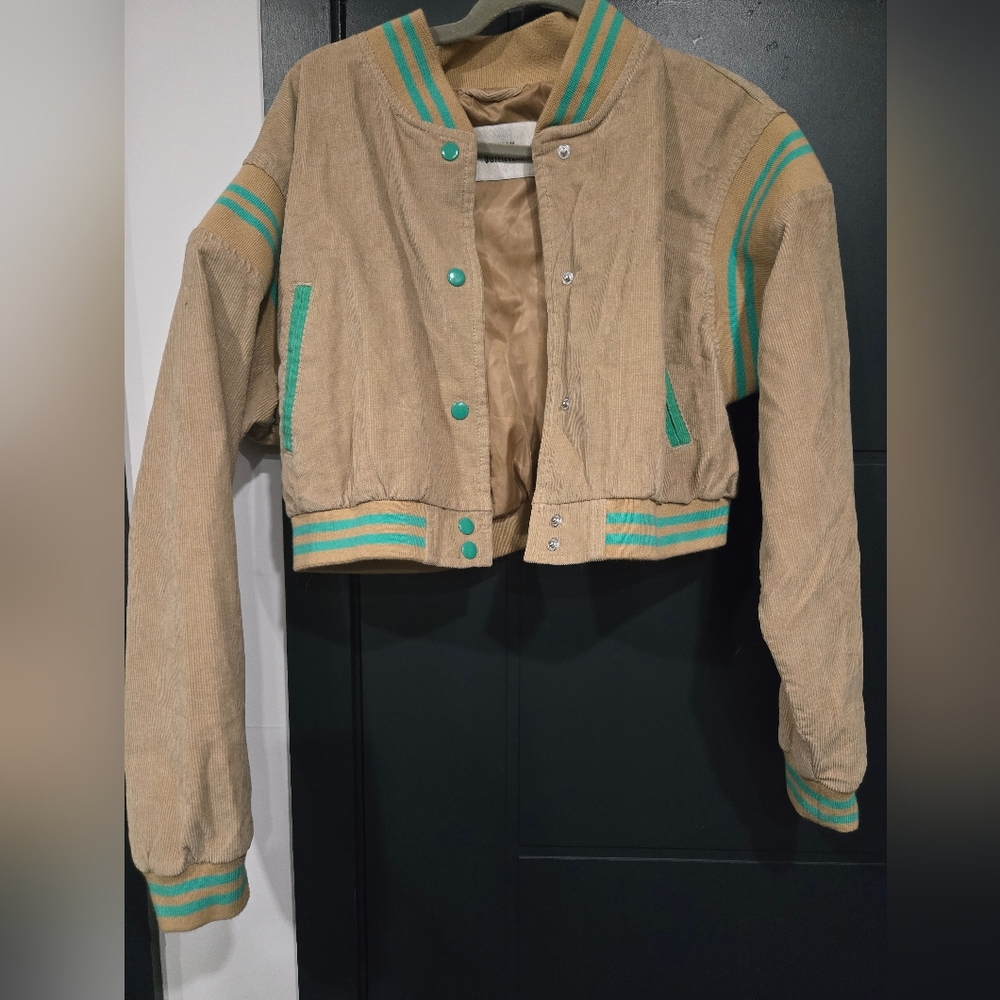 Urban Outfitters Tan Cord Cropped Jacket Large Euc Worn Once